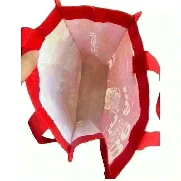 Lot of 2 Lululemon logo red & white SMALL reusable tote shopping bags - Picture 8 of 8